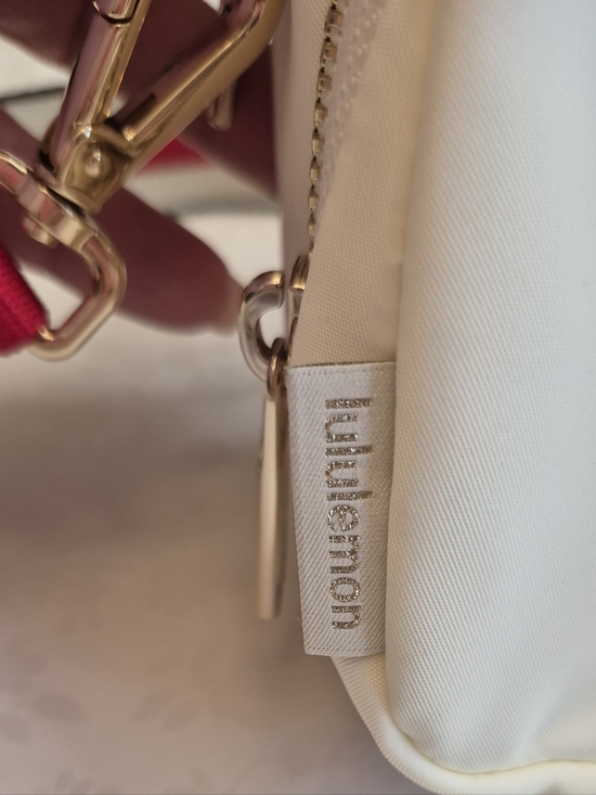 Lululemon Everywhere Crossbody Bag Ivory Red Gold Hardware Striped Wordmark - Picture 6 of 8